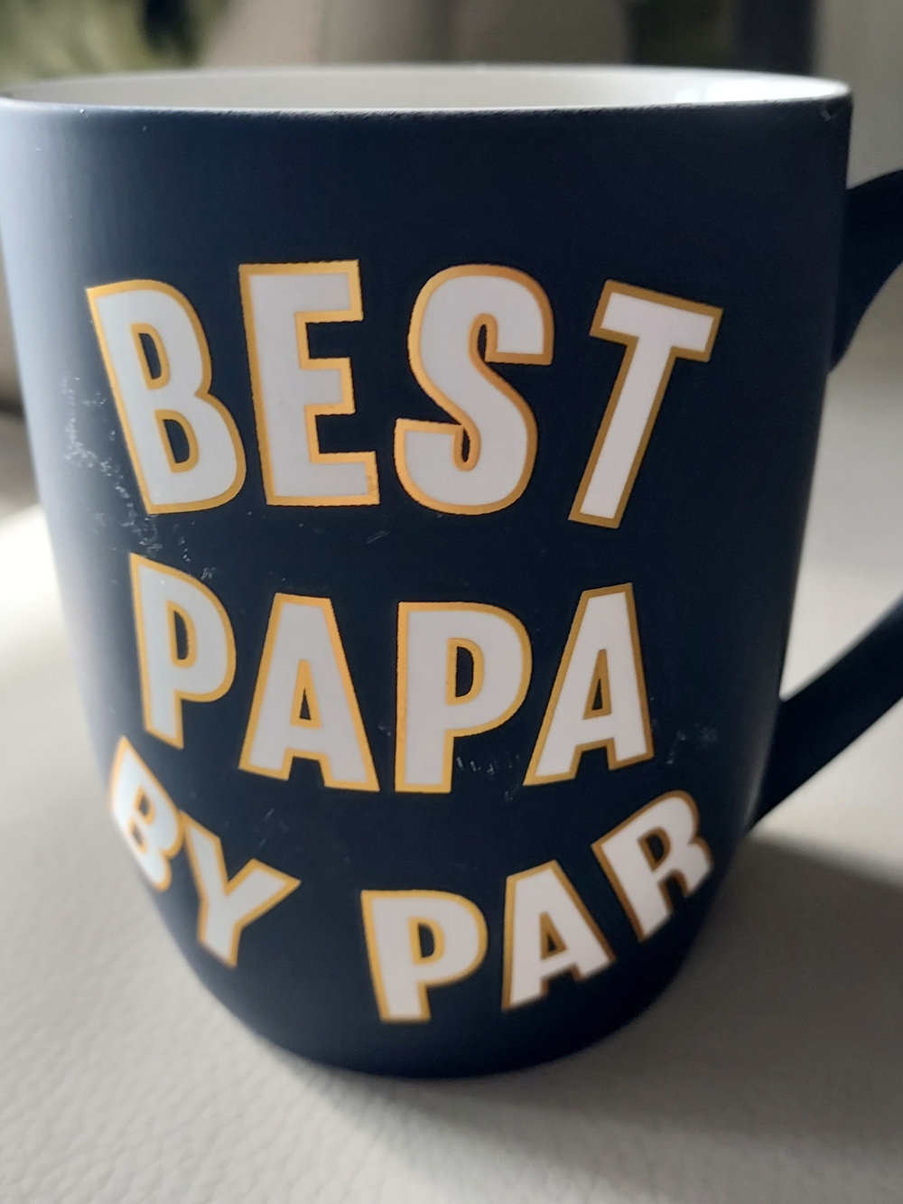 Navy "Best Papa by Par" Ceramic Mug - Gift for Dad. 16 Oz. NWOT.